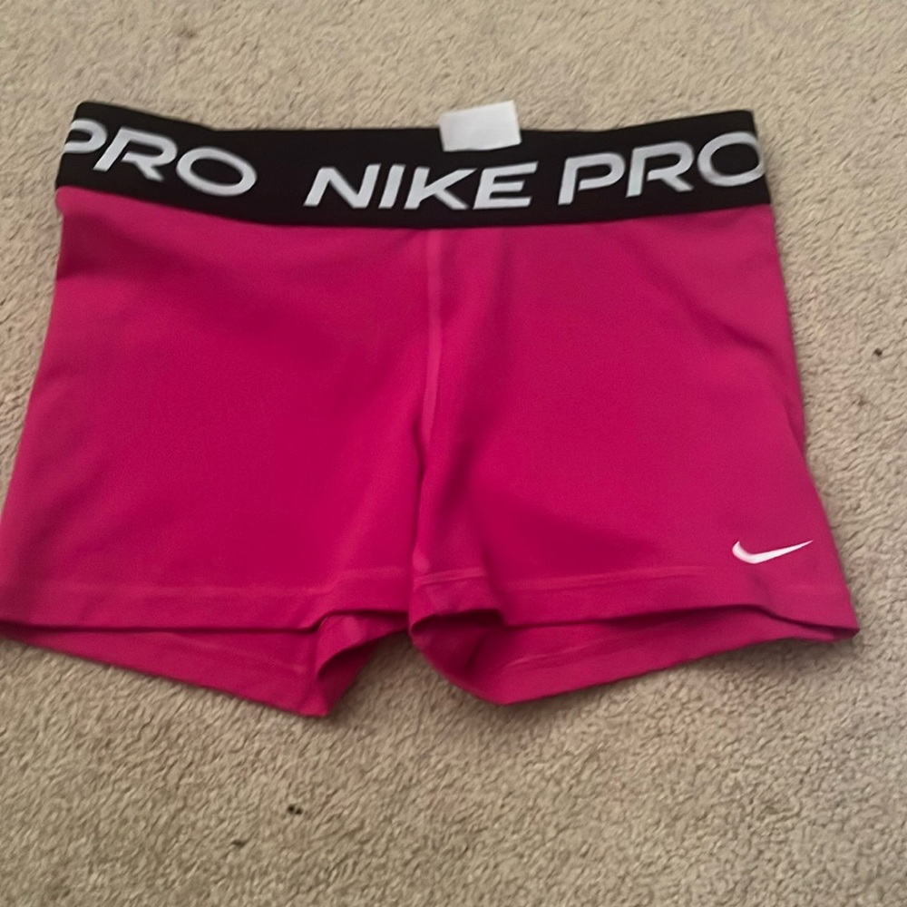PINK NIKE PRO SHORTS -size medium